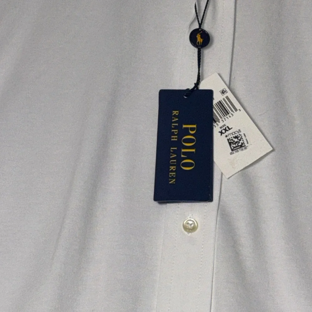 Polo Ralph Lauren Mens XXL White Cotton Jersey Long Sleeve Button Down Shirt NWT